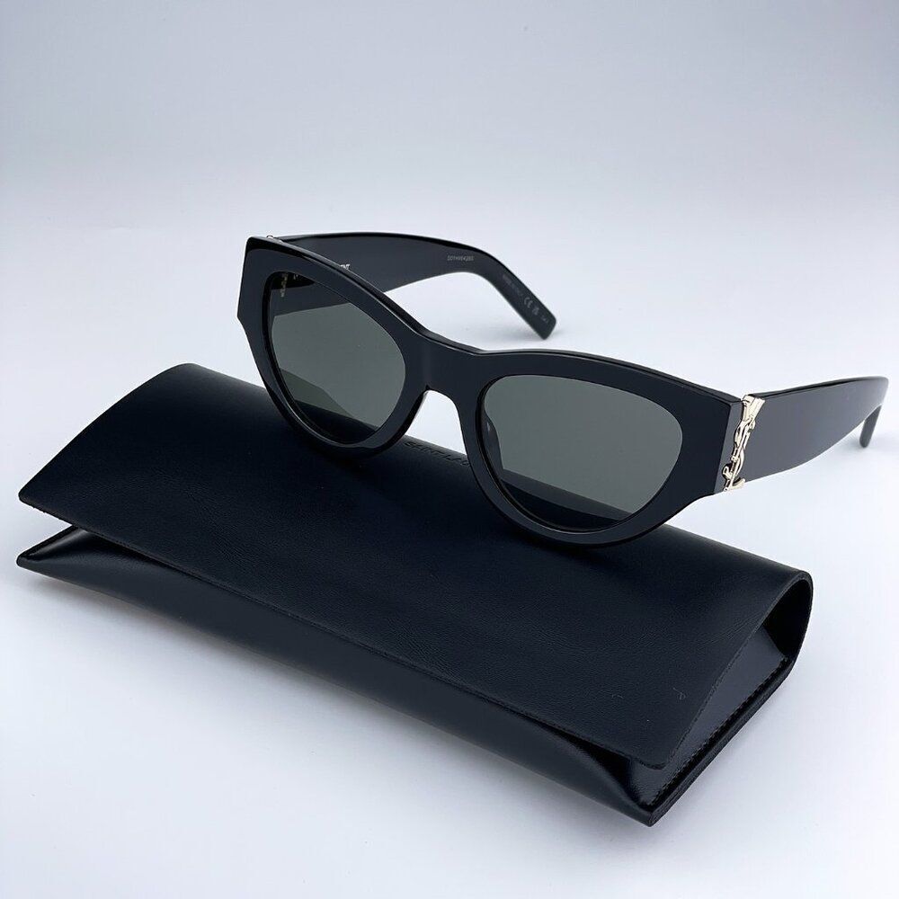 NEW Saint Laurent SLM94 001 Black Grey Cat Eye Women Sunglasses - Picture 12 of 17